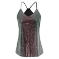 thumbnail image 3 of SGMVNU Womens Sequins Tank Tops V Neck Sleeveless Camisole Shirts Women Camisole Tank Tops Ladies Summer Trendy Tops Clubwear(Dark Green,S), 3 of 3