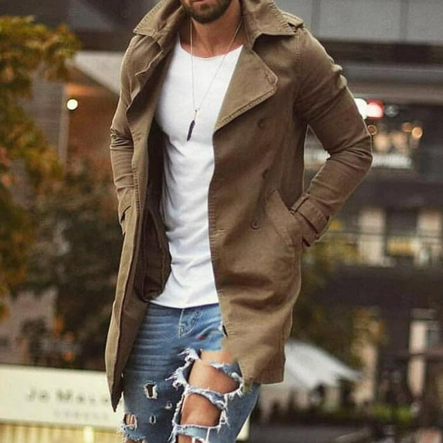 Mikilon Men's Autumn And Winter And Comfortable Casual Solid Color Mid-length Coat