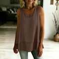 thumbnail image 5 of TGSLY Women's Crew Neck Double Layer Chiffon Tank Tops Flare Hem Swing Sleeveless Tunic Shirt Loose Flowy A-Line Fit Solid Color Blouse L, 5 of 9