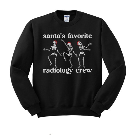 Santa's Favorite Radiology Crew Sweatshirt Unisex Large Black