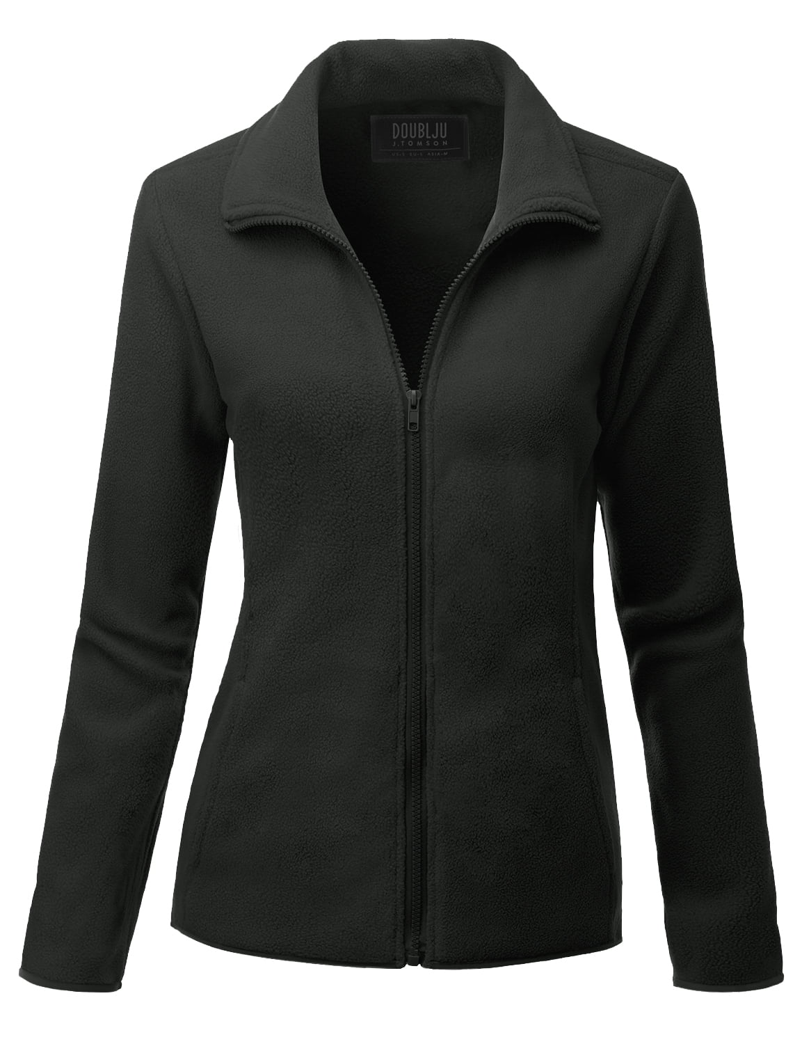 Doublju Women's Full Zip Up Fleece Jacket With Pockets (Plus Size