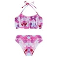 thumbnail image 3 of iiniim Big Girls Bikini Swimsuit Halter Crop Top with Swim Bottoms for Kids Tankini Beachwear Hot Pink 110, 3 of 7