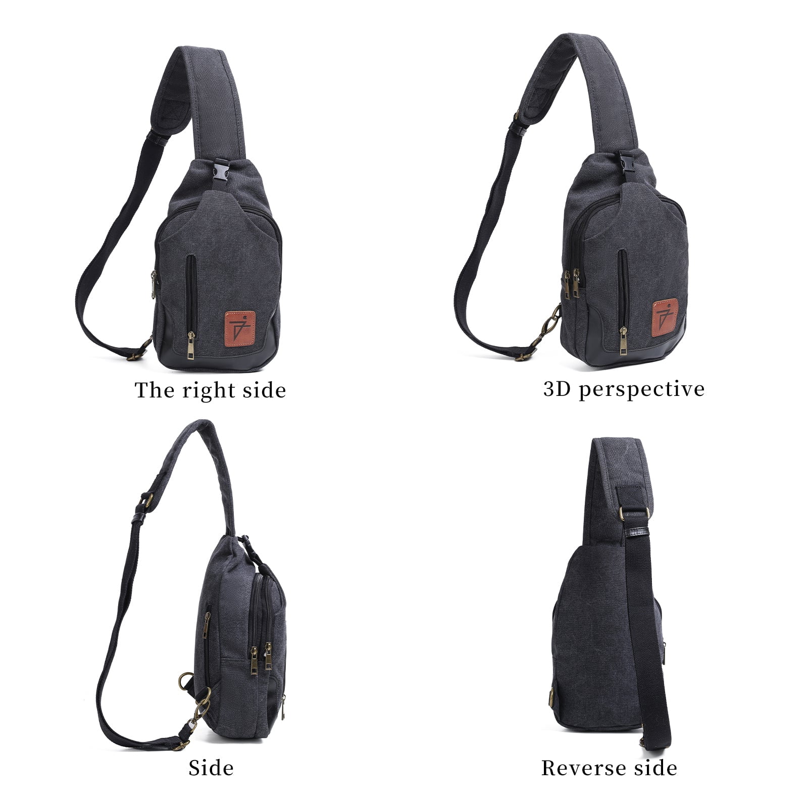 Men Sling Bag Waxed Canvas Crossbody Bag with one strap Travel Hiking Chest Bag daypack