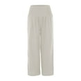 thumbnail image 3 of Women's Solid Color Loose Cotton And Linen Slacks Made Of Old Mid Waist Wide Leg Casual Pants, 3 of 4