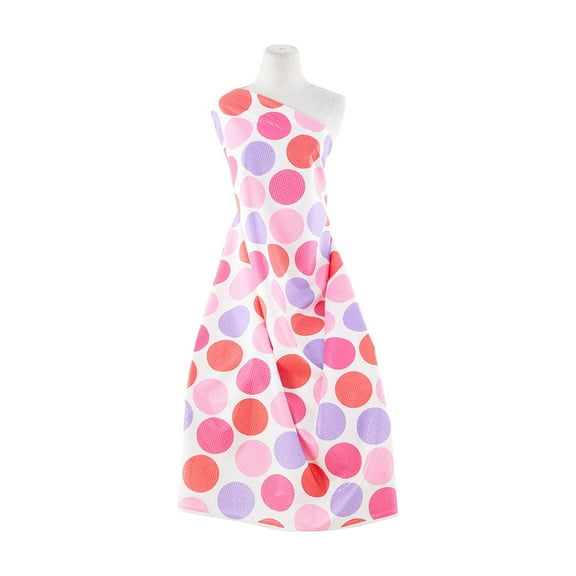 Zelouf Big Dots Print W/clear Trans On Shantung  , Sewing, DIY, Crafts Fabric by the Yard, Lavender Ribbon, 3 Yard