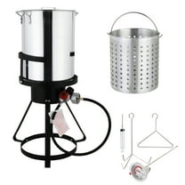 Turkey Fryer Kit, 30QT Aluminum Turkey Deep Fryer w/Baskets & Stand, 55000 BTU Propane Burner, Thermometer, Marinade Injector, Turkey Rack & Rack Lifter, for Outdoor Cooking