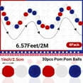 thumbnail image 2 of 4 Pack 26.3 Feet 4th of July Pom Pom Garland Decorations, Red White Blue 30 Balls Independence Day Felt Ball Garland Patriotic Hanging Supplies for Party Home Decor, 2 of 7