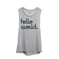 thumbnail image 1 of Thread Tank Hello World Women's Sleeveless Muscle Tank Top Sport Grey Small, 1 of 4