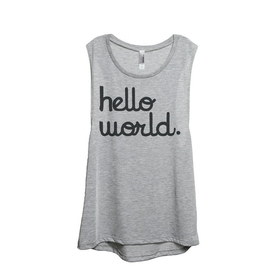 Thread Tank Hello World Women's Sleeveless Muscle Tank Top Sport Grey Small