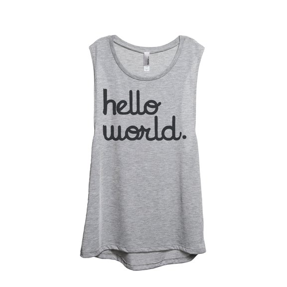 Thread Tank Hello World Women's Sleeveless Muscle Tank Top Sport Grey Small