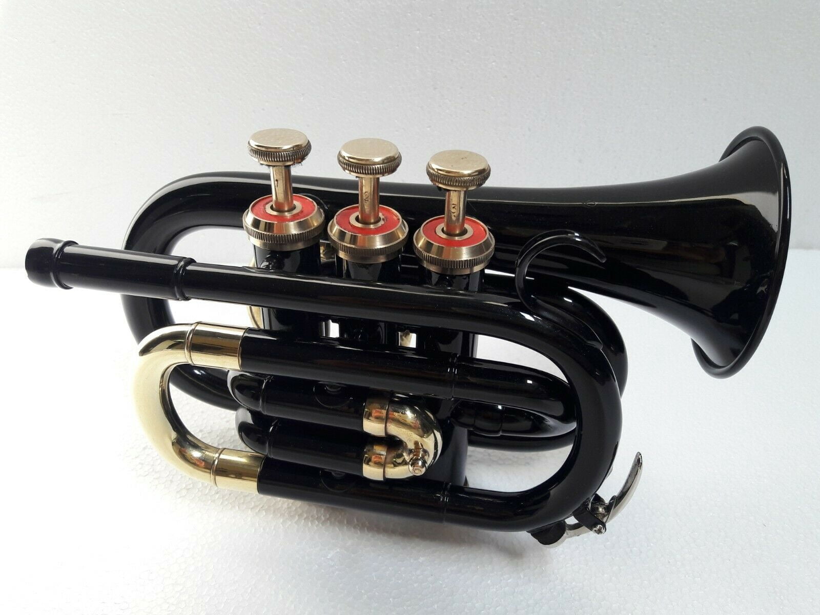 Sai Musical Store Bb POCKET TRUMPET Low Pitch Brass Musical Instrument | BLACK