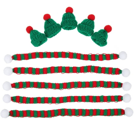 

NUOLUX 5 Sets Wine Bottle Mini Scarves Hats Christmas Wine Bottle Ornaments Wine Decors
