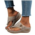 thumbnail image 3 of Fauean Sandals for Women Wedge Shoes Beach Vacation Going Out Slippers Simple Footwear Beige Size 8, 3 of 7