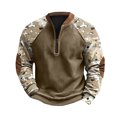 thumbnail image 4 of LEBONYARD Mens Shirts Clearance under $5.00,Men's & Big Men's Lightweight Pullover Shirt Hoodie,Men's Camouflage Print Half Zipper Long Sleeved Top Long Sleeved Round Neck Top/shirt Camouflage XXXL, 4 of 5