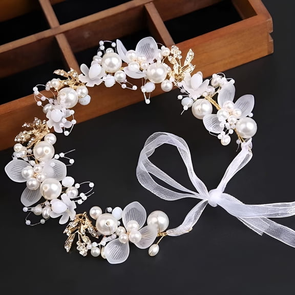 TUWAFE Wedding Flower Girl Headpiece Wreath Hair Accessory Flower Headband Crown Flower Crown for Girls