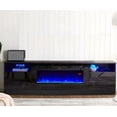 thumbnail image 3 of Royalbelle 70Inch TV Stand with 36Inch Electric Fireplace Insert,12 LED BackLight Colors,5 Brightness,120V/1500W,Timer,Remote,Crystal Stone MDF for Living Room,Black, 3 of 4