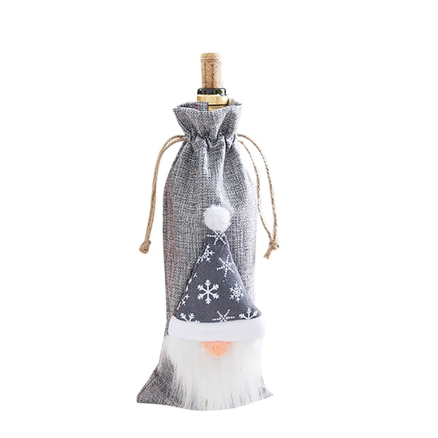 Housses de Bouteille de Vin de Cuisine, Capuchon de Bouteille de Vin de Noël, Design de Poupée Sans Visage, Décoration de Fête Familiale de Noël, Housses de Bouteille de Vin de Cuisine Rouges