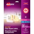 thumbnail image 1 of Avery Clear Square Labels, 3&acirc;? x 3&acirc;?, for Laser/Inkjet Printers, 60 Labels, 6UP, Edge-to-Edge Print, Permanent, (7671), Made in Canada, 1 of 6