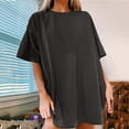 thumbnail image 2 of Kovlvoll T-Shirts Surdimensionnés pour Femmes Manches Courtes Col Rond T-Shirts Été Amples Décontractés Hauts 2025 Couleur Unie T-Shirts Basiques, 2 of 5