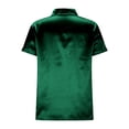 thumbnail image 6 of ClodeEU Women's Satin Half Button Notched Lapel Short Sleeve Shirts,Casual Office Blouse Green,Womens Plus XXL, 6 of 9