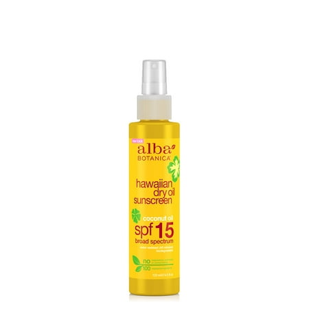 Deep Tanning Dry Oil - Hawaiian Coconut Dry Tanning Oil with SPF 15 Alba Botanica 4.5 oz (130 ml) Oil