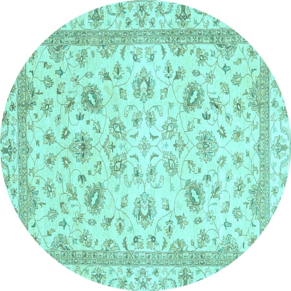Ahgly Company Indoor Round Abstract Light Blue Modern Area Rugs, 8' Round