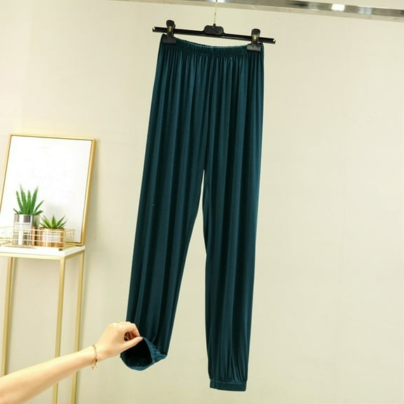 AUNVITO Women's Loose Fit Cuffed Pajama Pants All-Season Solid Color Modal Cotton Blend Casual Lounge Homewear Comfortable Sleepwear