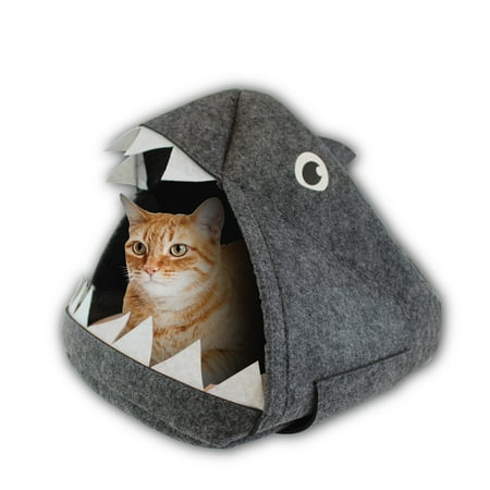 American Cat Club Baby Shark Cave Pet Cat Bed  Gray