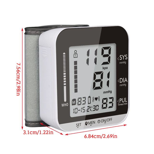 Cateissary Medidor de presión arterial Brazo Pantalla LCD automática Dispositivo de detección de salud en el hogar Electrónica blanco negro