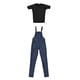 thumbnail image 5 of Camiseta y pantalones vaqueros con tirantes para mujer, disfraz en miniatura, ropa para vestir muñecas de 12 pulgadas, figuras en miniatura, accesorio, 5 of 8