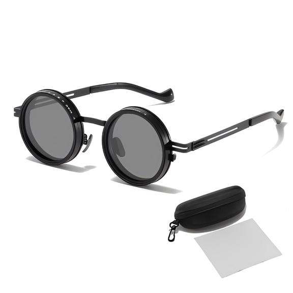 Adjustable Tint Sunglasses Steampunk Metal Round Polarized Glasses with ND Filter Lenses for Men and Women