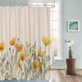 thumbnail image 3 of Fabric Shower Curtain, Yellow Poppy Flowers Watercolor Floral Plants Retro Linen Bathroom Curtain with 12 Hooks Waterproof No Bad Odor Machine Washable Bath Curtains for Bathroom, Spa Room, 72"x84", 3 of 6