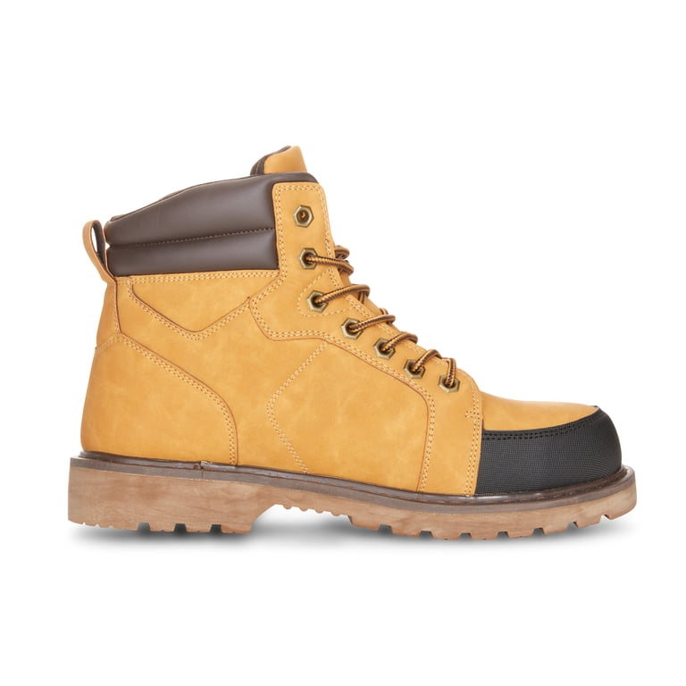 Men\'s Tan Work Boots with Black Collar - Durable Lace-Up Safety Style Amazon.com | WOLF Work Boot | 100% Waterproof Genuine Upper  main image 4