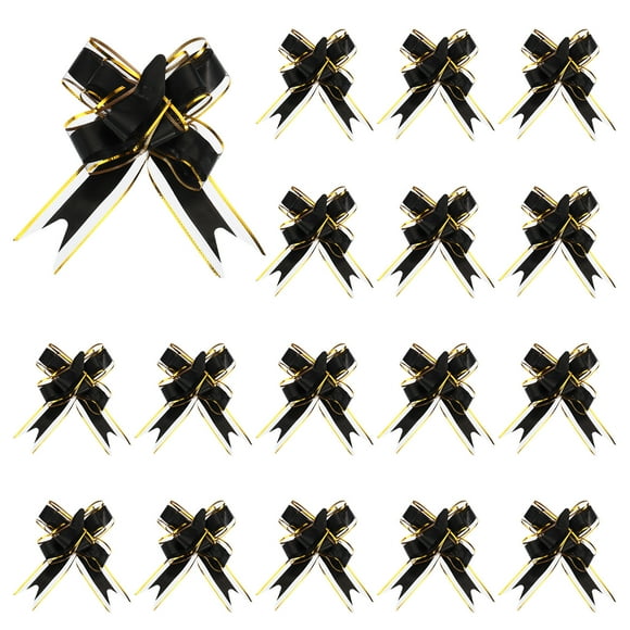 Uxcell 50pcs Pull Bows 5.9 Inches Wide Ribbon Gift Bow for Gift Wrapping Birthday Basket Decoration Black