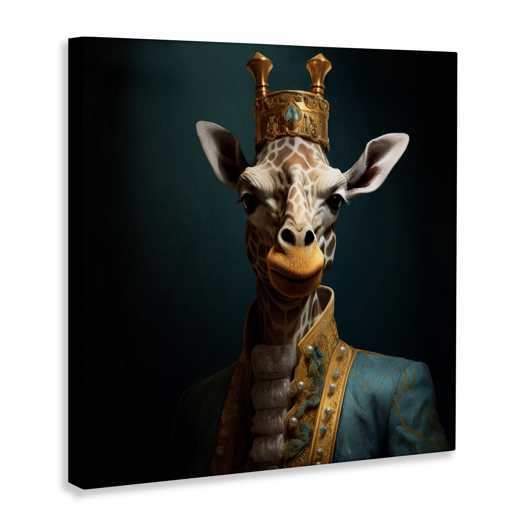 Stupell Industries Giraffe Gaze in Regal Crown Canvas Wall Art, design by Lazar Studio