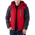 thumbnail image 6 of Wutalume Unisex Colorblock Zipper Pocket Hooded Jacket, Men's Casual Plush Jacket with Water-Resistant Finish, Warm Lining for Outdoor Adventures and Daily Protection,Red XL, 6 of 6