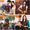 thumbnail image 4 of Glowing Halloween Icons Apron-Garden Aprons for Women with Pockets-Cotton Linen Waterproof Kitchen Cooking Gardening Aprons Adjustable for Kitchen,Cooking,BBQ and Salon 32"x27", 4 of 7