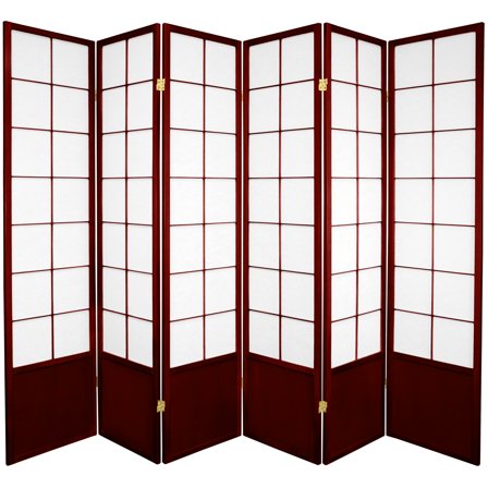 6 ft. Tall Premium Japanese Design Wide Window Pane Screen - Rosewood - 6 Panels