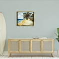 thumbnail image 2 of Summer Palm Overhanging Beach Coastal Painting Metallic Gold Framed Art Print Wall Art, 2 of 6