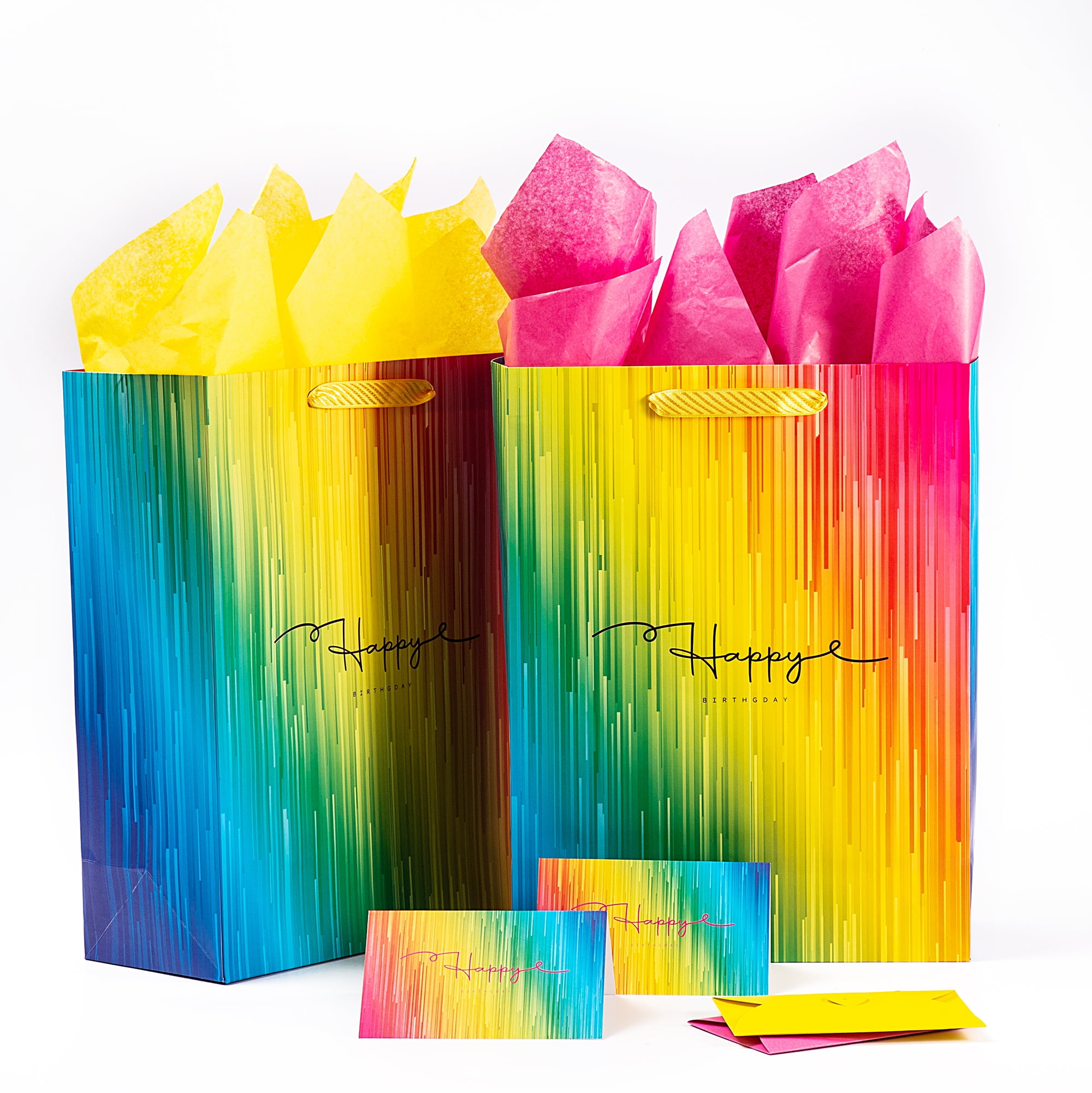 MIXMECY 13" 16.5" Large and Extra Large Gift bags for Birthday Party with Tissue Paper, Card