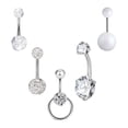 thumbnail image 1 of 5 anillos para ombligo de acero inoxidable, conector redondo para mancuernas para hombres y mujeres, 1 of 8