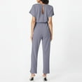 thumbnail image 3 of Huankd Womens Summer Casual Short Sleeve Pants Suit Beach Vacation Romper Belted Dressy Wedding Guest Jumpsuit Jumper Gray XL, 3 of 5