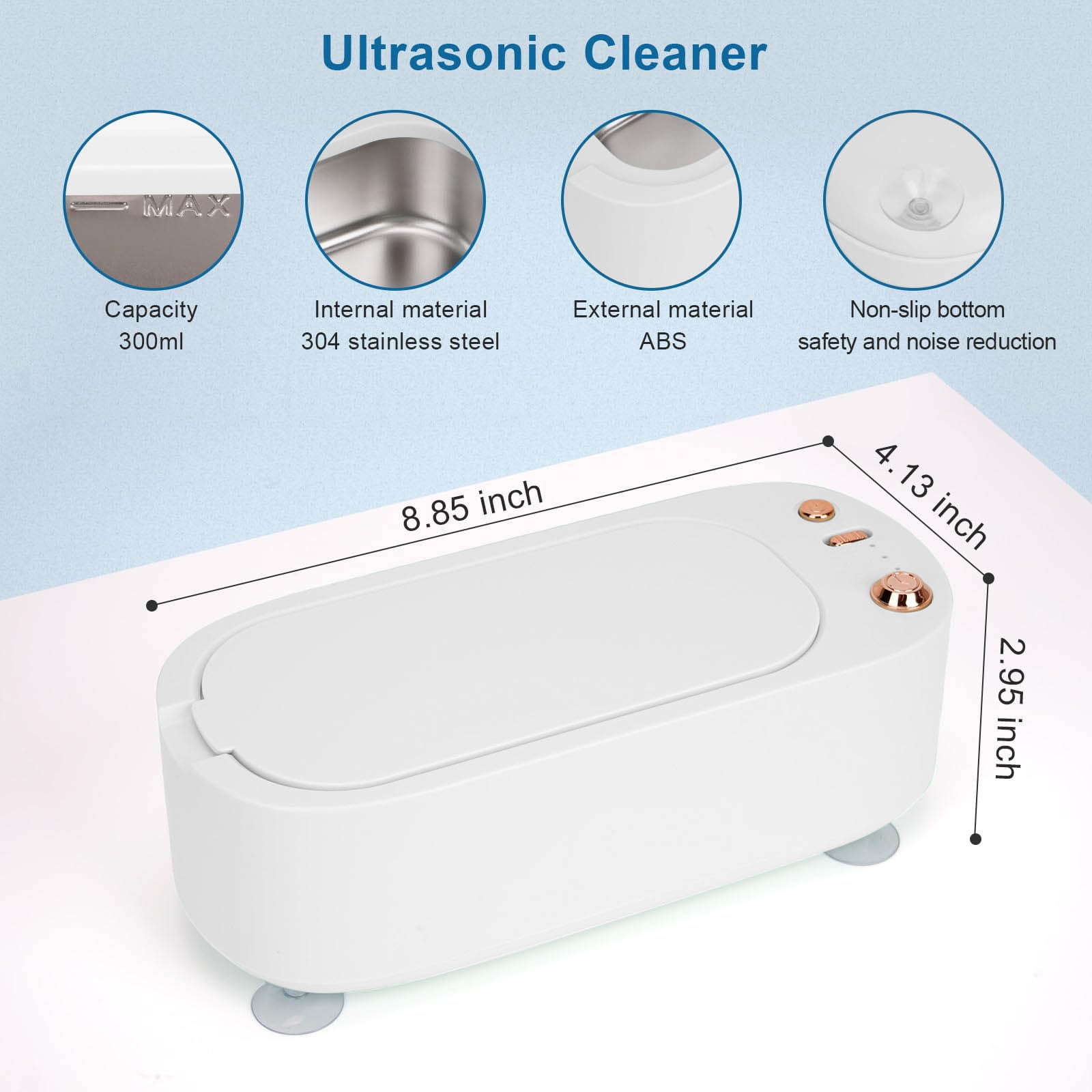 Ultrasonic Jewelry Cleaner Machine, Portable 45KHz Deep Cleaning Device With Large Capacity Tank And Multi Mode Operation, Professional Jewelry Glasses Cleaner Machine for Home Travel