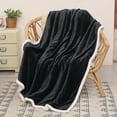 thumbnail image 5 of "Catalonia Sherpa Throw Blanket, Super Soft Comfy Micro Fleece Couch Blanket, Reversible Bed Throw TV Blanket, Comfort Caring Gift, Black, 50"" x 60"" ", 5 of 8