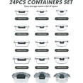 thumbnail image 2 of 12-Pack Glass Food Storage Containers with Lids – Airtight Glass Lunch Containers, Meal Prep Set, BPA‑Free, Microwave/Oven/Freezer/Dishwasher Safe, Grey, 2 of 7