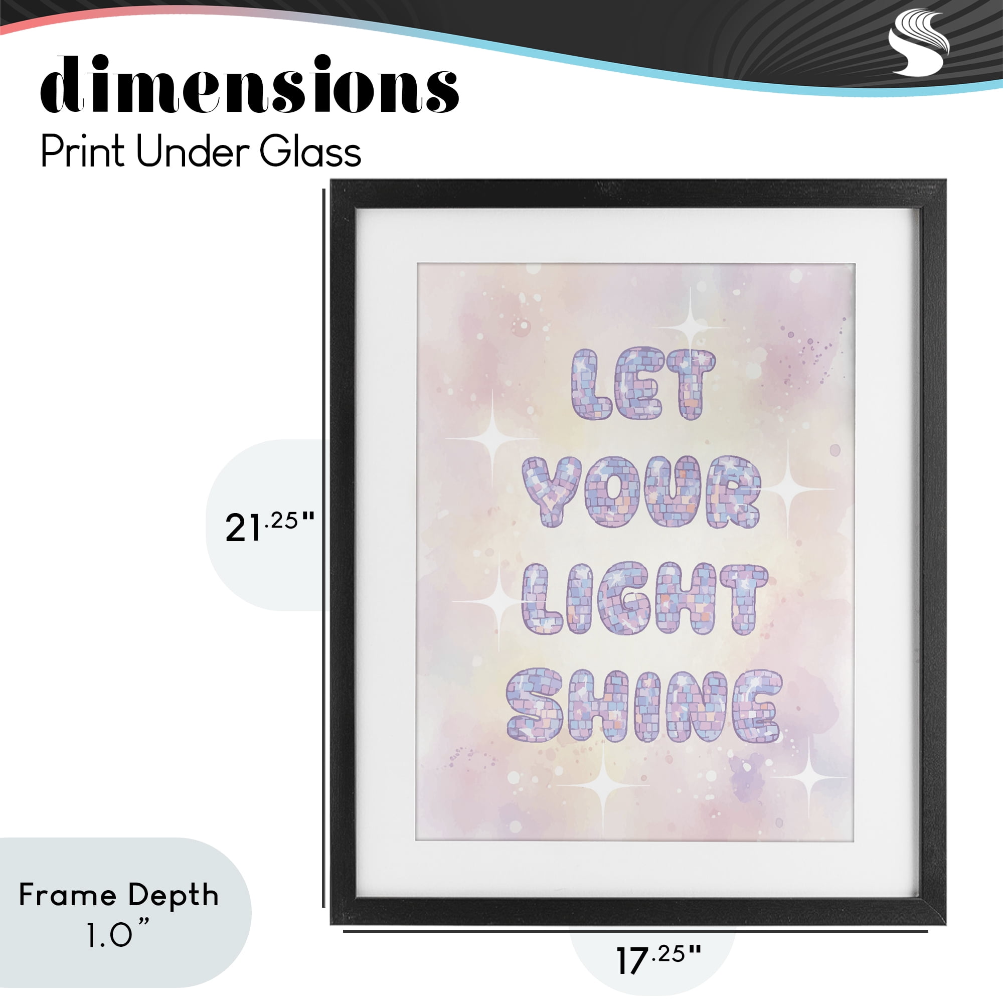 Stupell Industries Let Your Light Shine Pastels Black Framed Print Under Glass, design by Lil' Rue