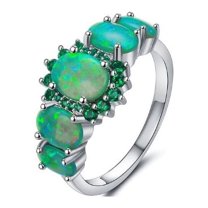 Rhodium Filled High Polish Finsh  Lab-Created Emerald Double-Halo Oval Engagement Ring