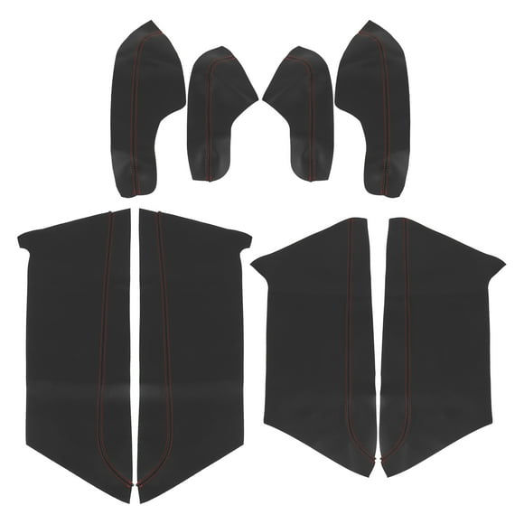 Unique Bargains 8Pcs/Set Auto Car Door Panel Door Armrest Protector Cover for Honda Civic 10th Gen 2016-2020 Black with Red Line