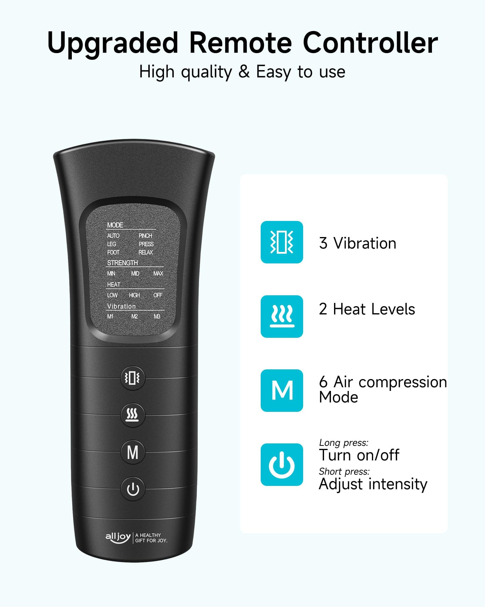 ALLJOY Leg Massager Helpful for Vericose Veins, Muscle Fatigue, Cramps, 2 Heat Levels Foot/Knee Massager,6 Modes with Memory Function Controller, Full Leg Massager, Gift for Women Men