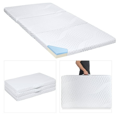 Best Choice Products Portable 3in Twin Size Tri-Folding Memory Foam Gel Mattress Topper with Removable (Best Kind Of Mattress Topper)